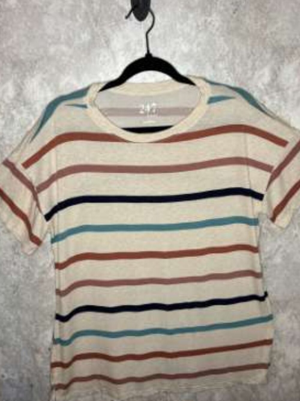 Maurices “24/7” Collection | Multi-Color Earth Tone | Striped Tee — Size L